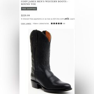 Cody James leather round toe Black Cowboy Boots